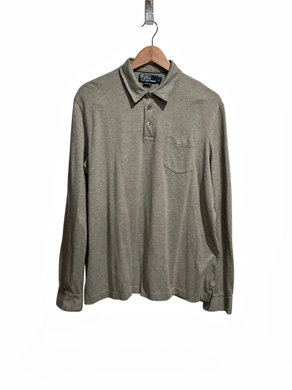 Polo Ralph Lauren Men’s 100% Pima Cotton Polo Shirt size L Gray Long Sleeve